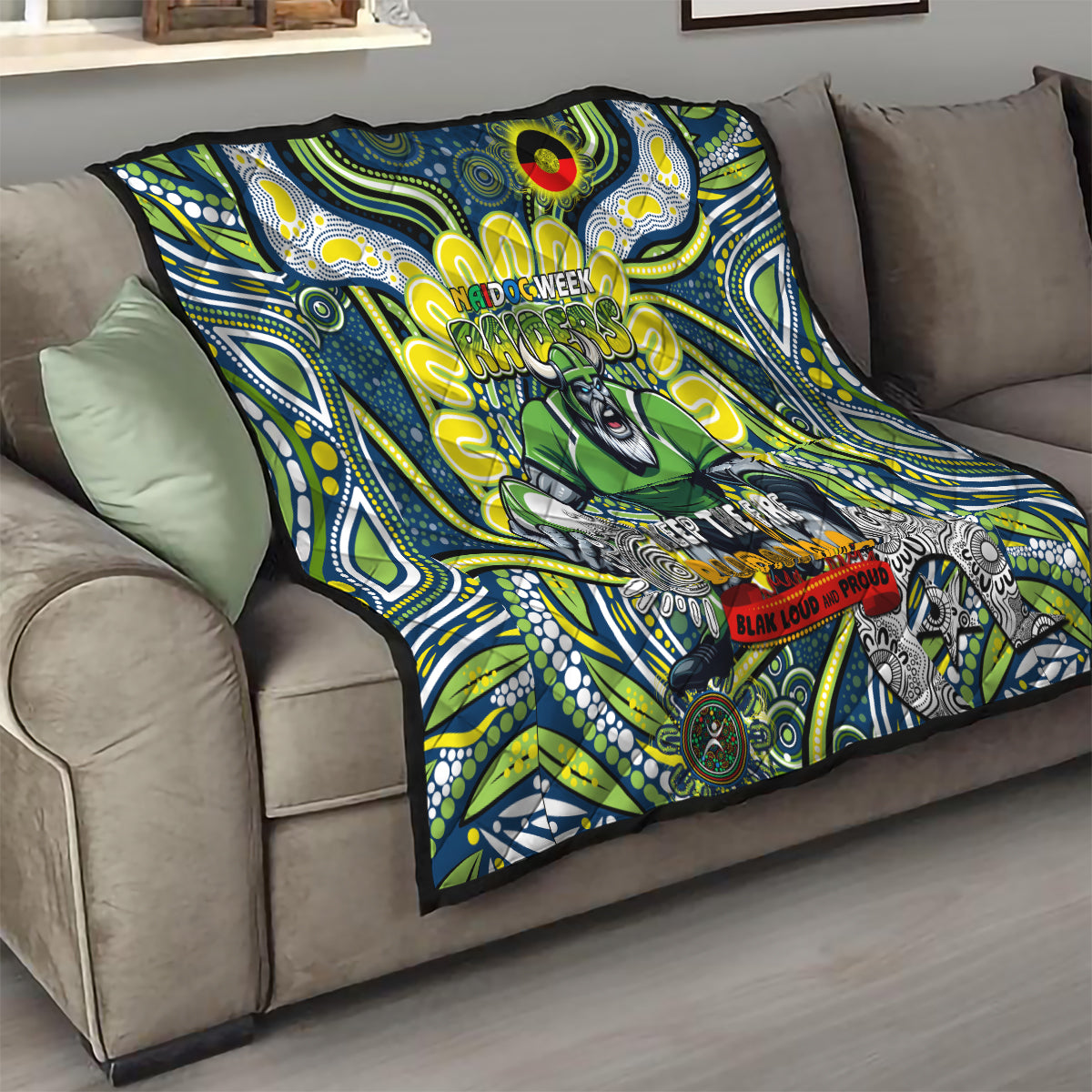 Custom NAIDOC Week 2024 Raiders Quilt Mascot Rugby DT02