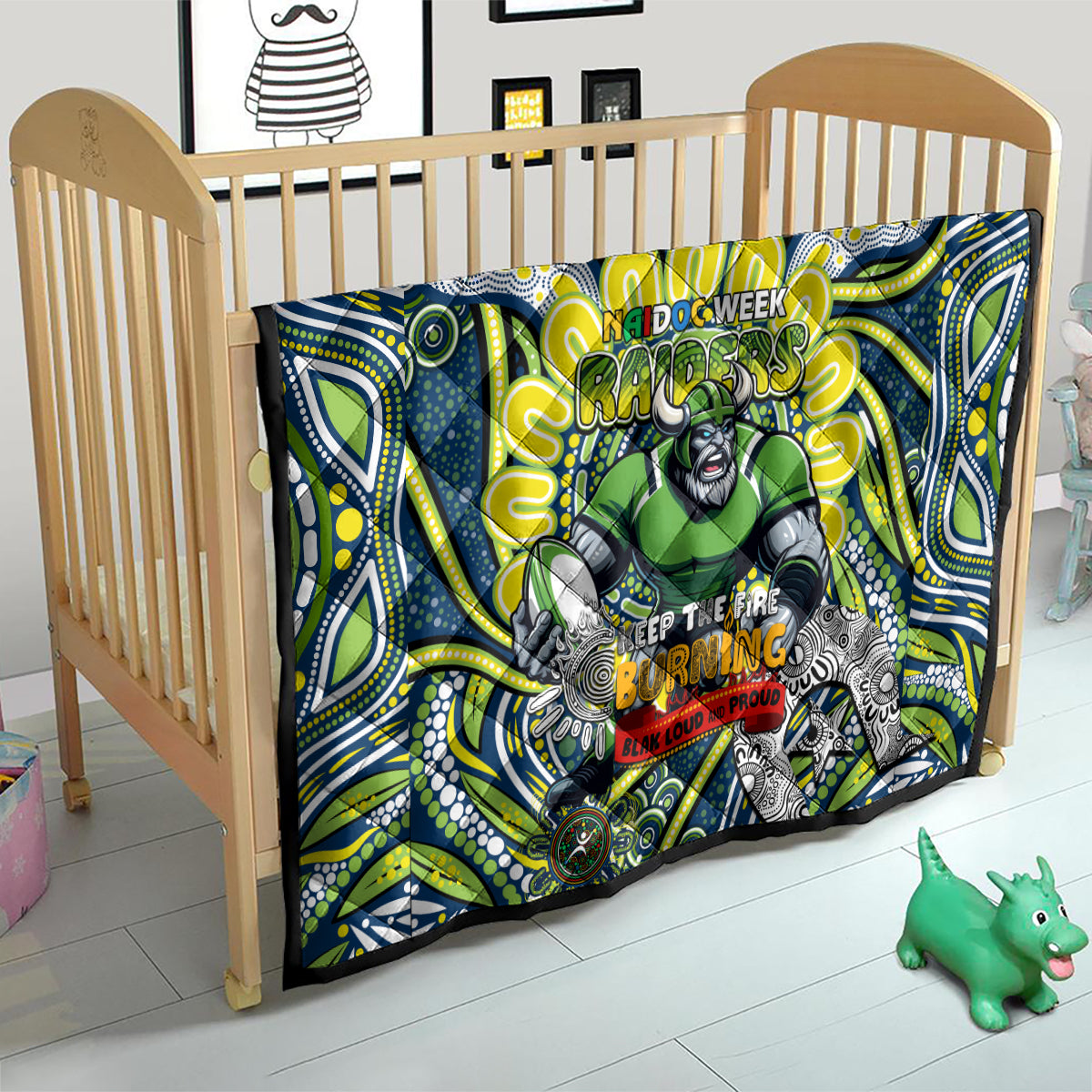 Custom NAIDOC Week 2024 Raiders Quilt Mascot Rugby DT02
