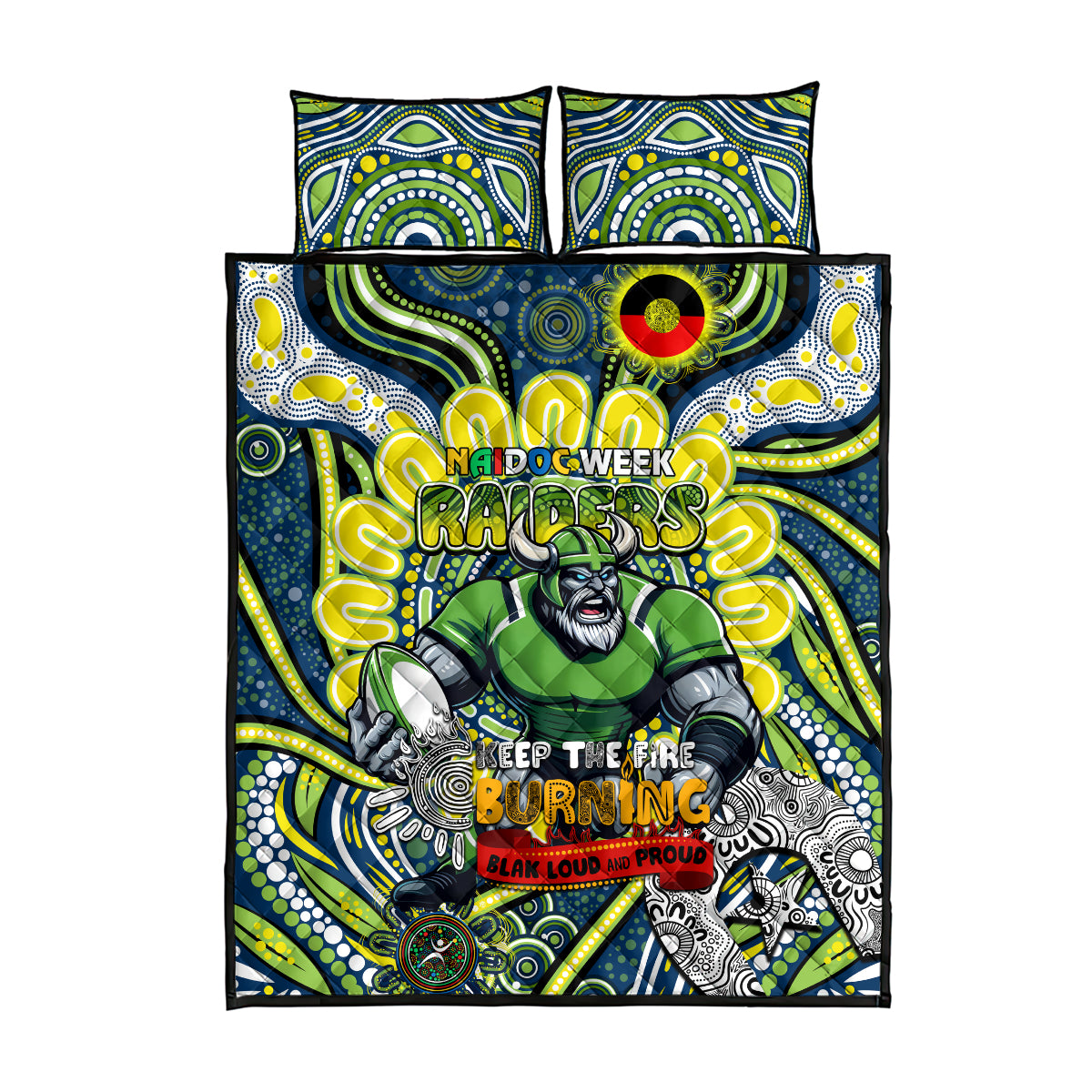 Custom NAIDOC Week 2024 Raiders Quilt Bed Set Mascot Rugby DT02