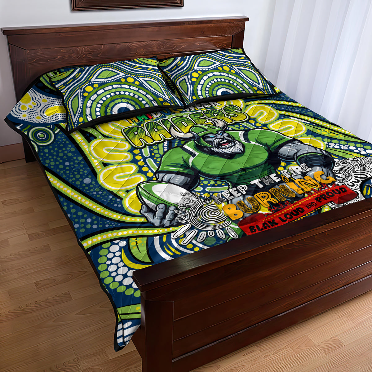 Custom NAIDOC Week 2024 Raiders Quilt Bed Set Mascot Rugby DT02
