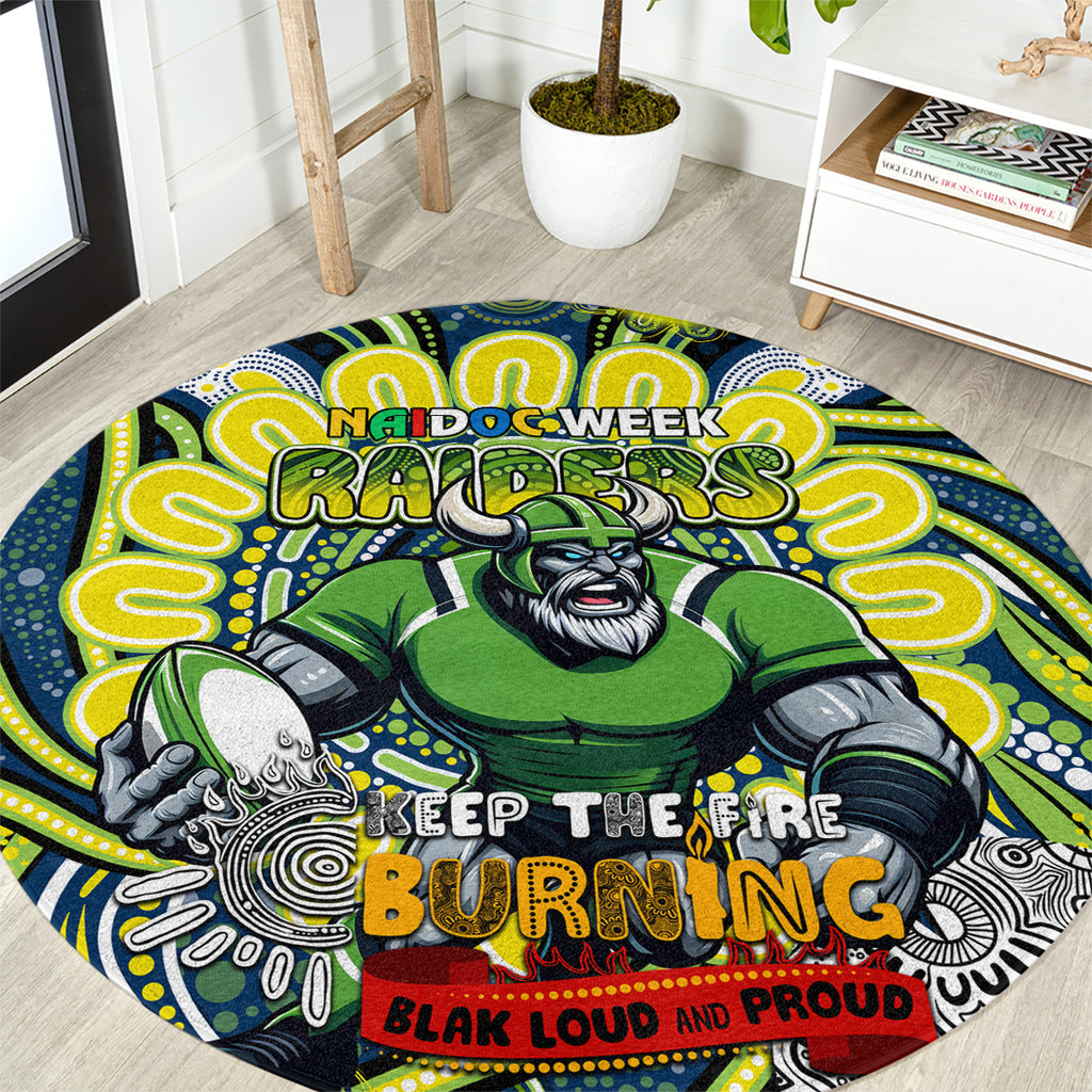 Custom NAIDOC Week 2024 Raiders Round Carpet Mascot Rugby DT02