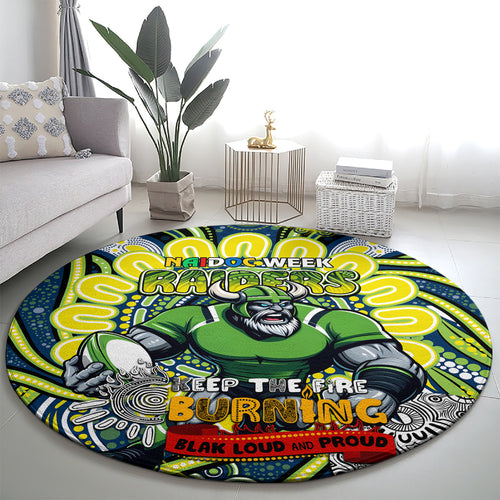 Custom NAIDOC Week 2024 Raiders Round Carpet Mascot Rugby DT02