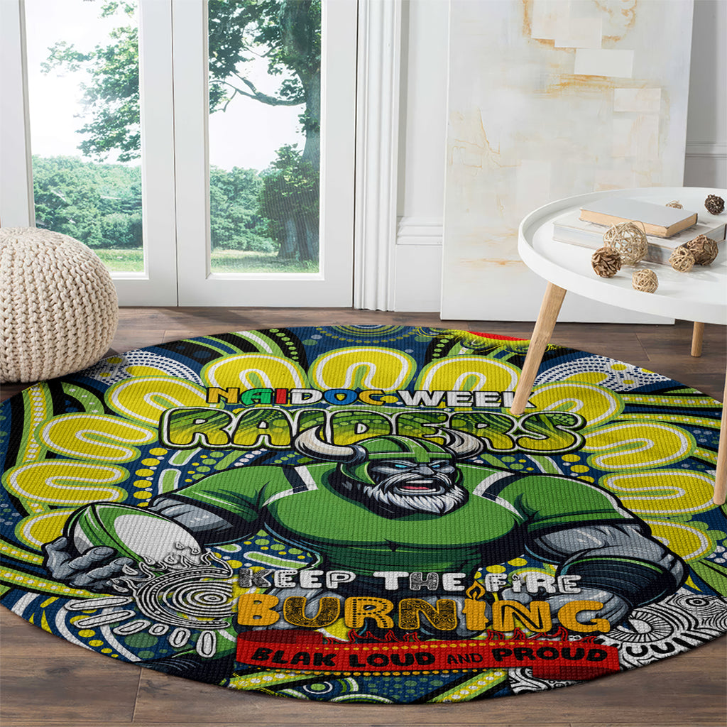 Custom NAIDOC Week 2024 Raiders Round Carpet Mascot Rugby DT02
