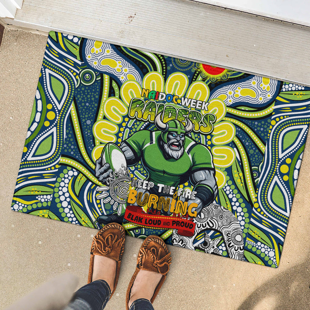 Custom NAIDOC Week 2024 Raiders Rubber Doormat Mascot Rugby DT02