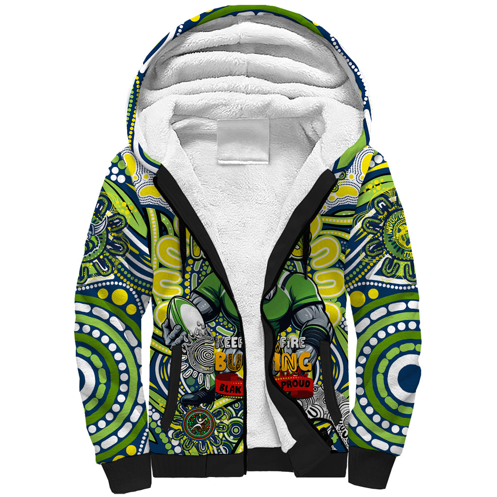 Custom NAIDOC Week 2024 Raiders Sherpa Hoodie Mascot Rugby DT02
