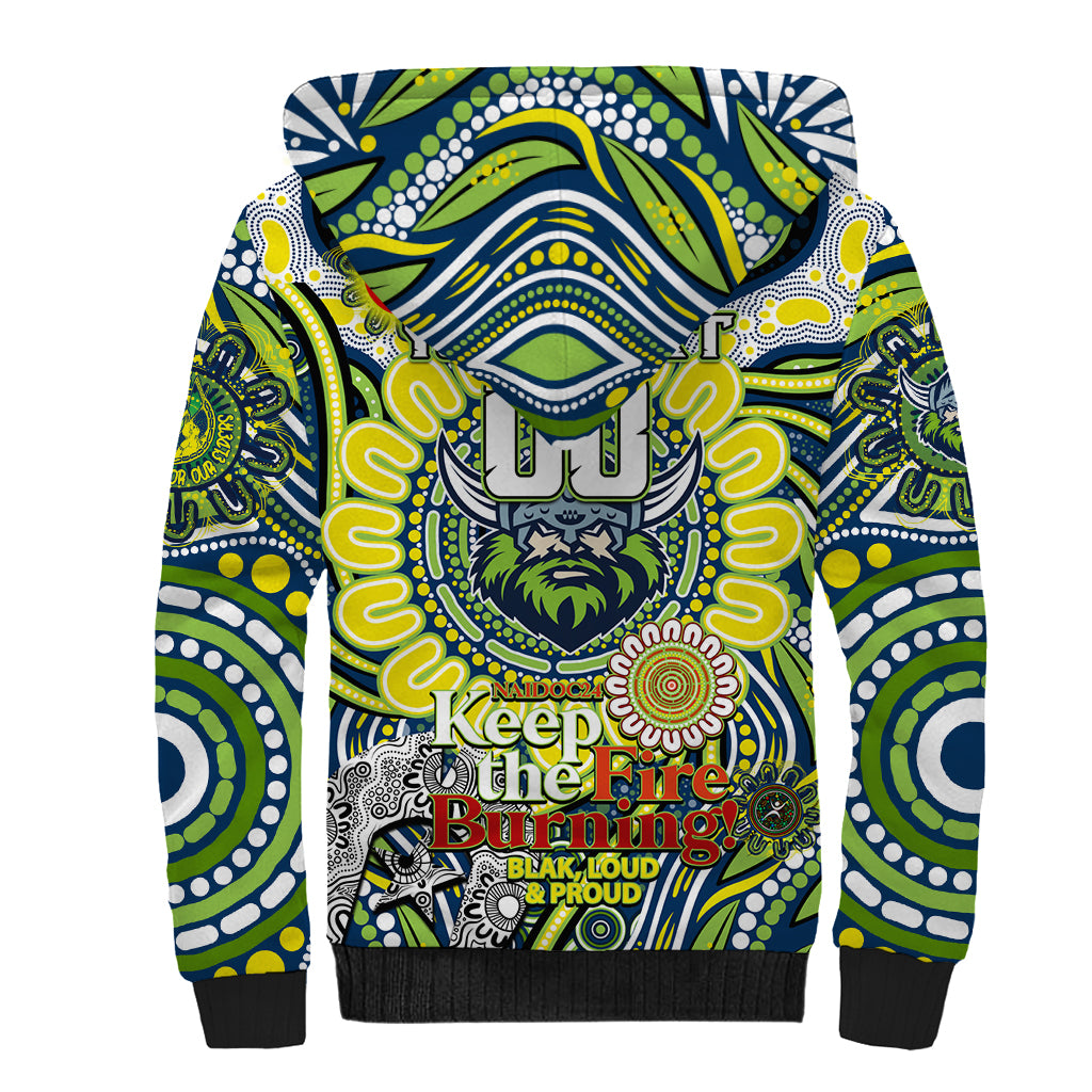 Custom NAIDOC Week 2024 Raiders Sherpa Hoodie Mascot Rugby DT02