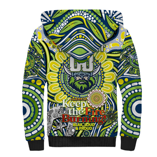 Custom NAIDOC Week 2024 Raiders Sherpa Hoodie Mascot Rugby DT02
