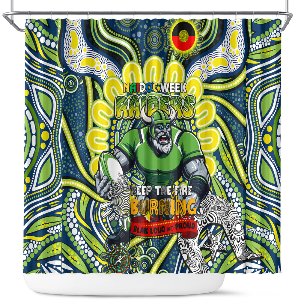 Custom NAIDOC Week 2024 Raiders Shower Curtain Mascot Rugby DT02