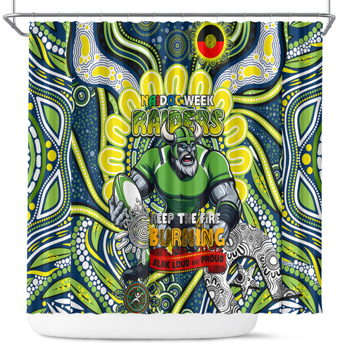 Custom NAIDOC Week 2024 Raiders Shower Curtain Mascot Rugby DT02
