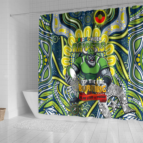 Custom NAIDOC Week 2024 Raiders Shower Curtain Mascot Rugby DT02
