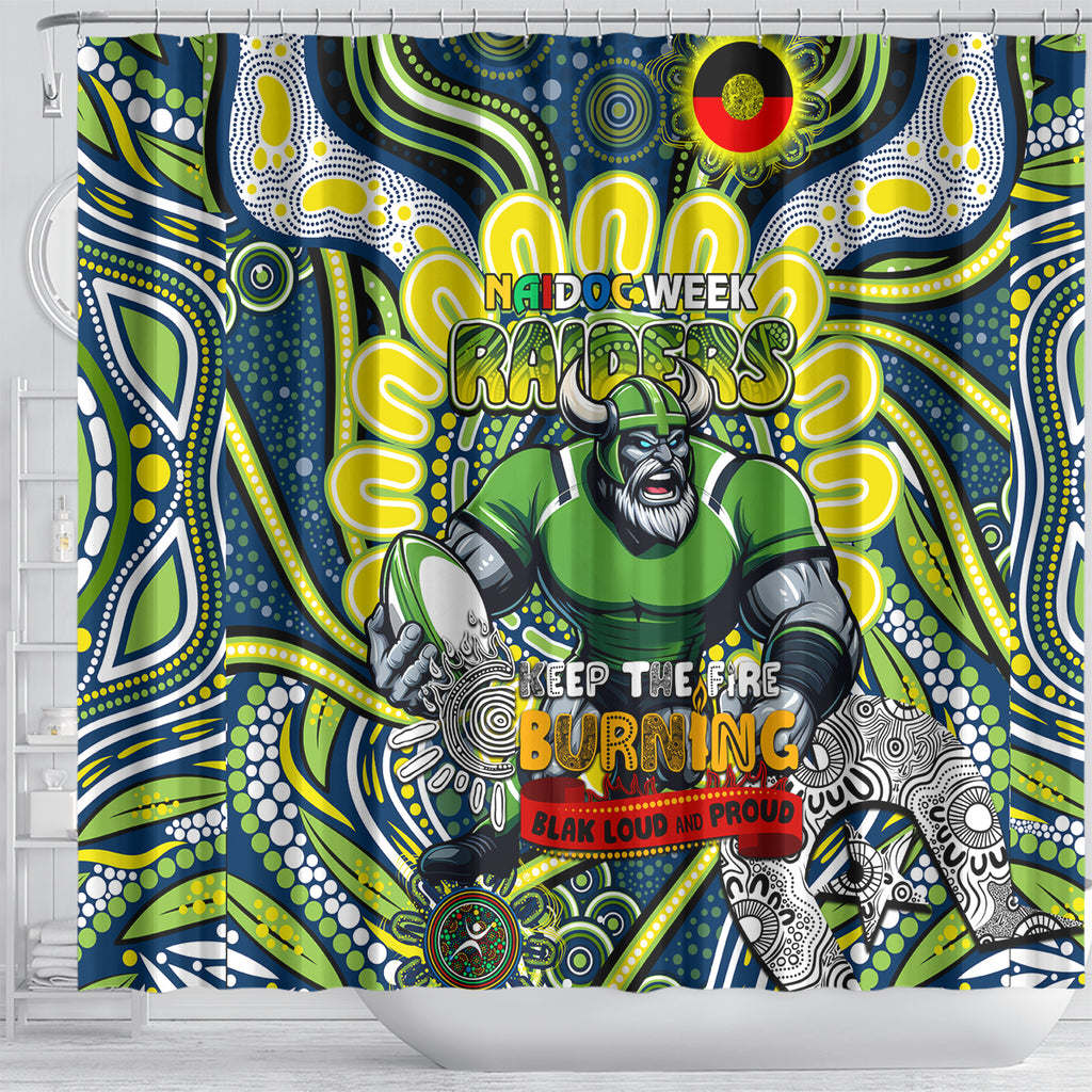 Custom NAIDOC Week 2024 Raiders Shower Curtain Mascot Rugby DT02