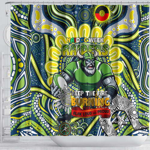 Custom NAIDOC Week 2024 Raiders Shower Curtain Mascot Rugby DT02