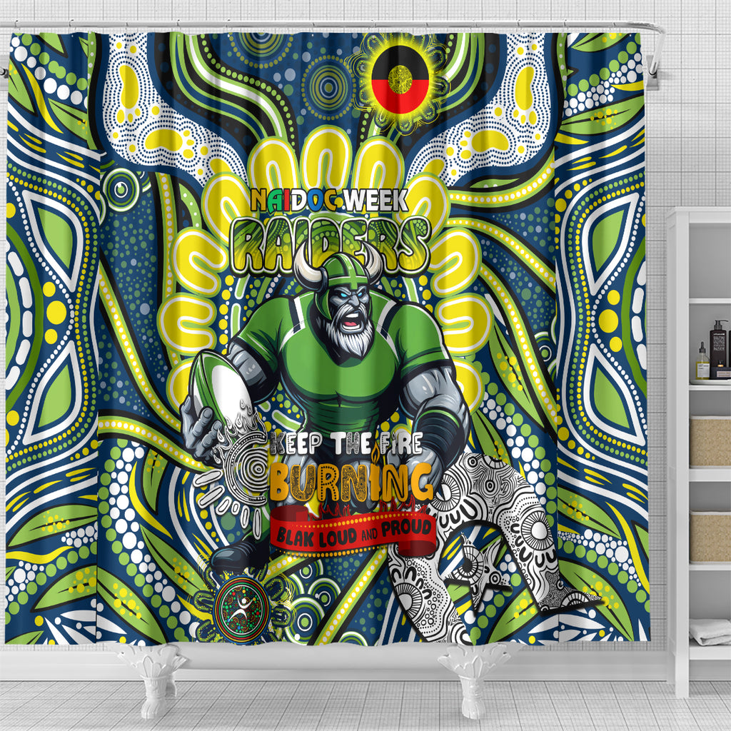 Custom NAIDOC Week 2024 Raiders Shower Curtain Mascot Rugby DT02