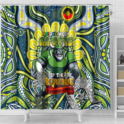Custom NAIDOC Week 2024 Raiders Shower Curtain Mascot Rugby DT02
