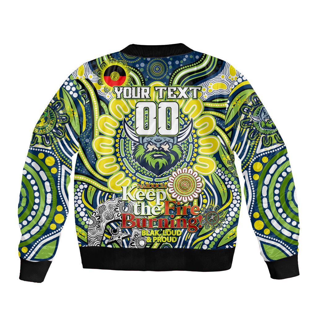 Custom NAIDOC Week 2024 Raiders Sleeve Zip Bomber Jacket Mascot Rugby DT02