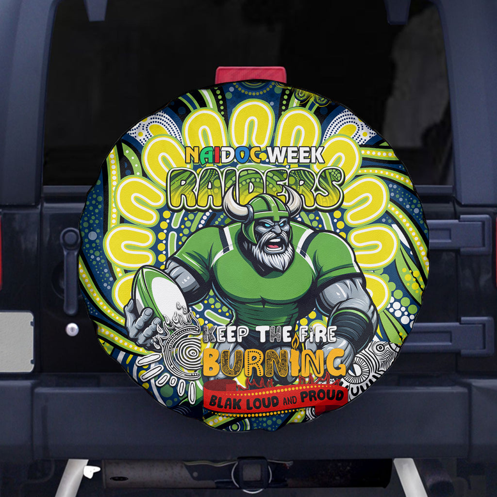 Custom NAIDOC Week 2024 Raiders Spare Tire Cover Mascot Rugby DT02