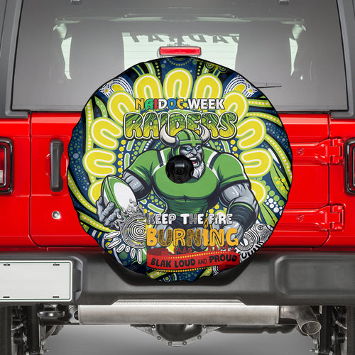 Custom NAIDOC Week 2024 Raiders Spare Tire Cover Mascot Rugby DT02