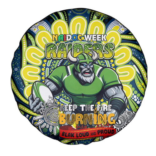 Custom NAIDOC Week 2024 Raiders Spare Tire Cover Mascot Rugby DT02