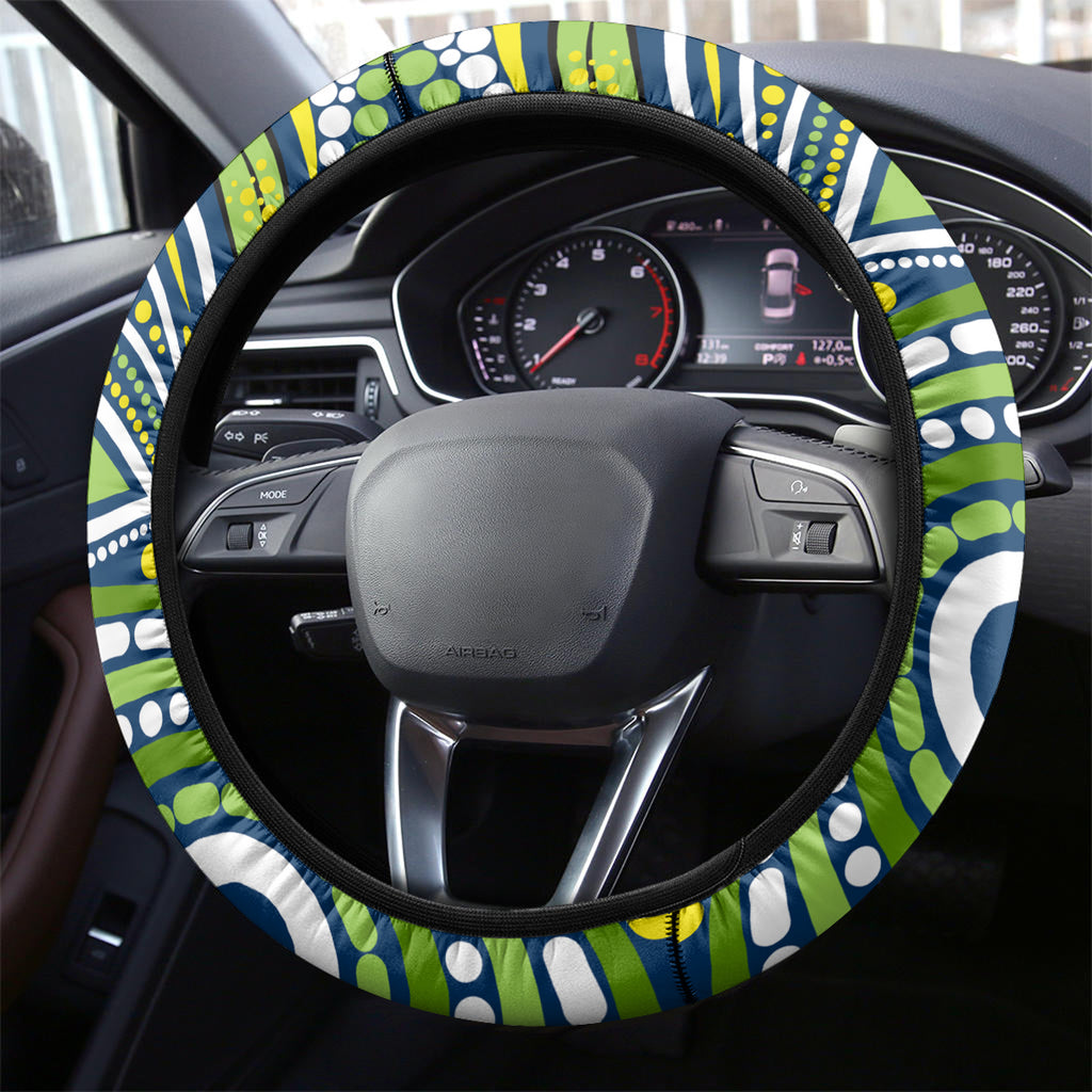 Custom NAIDOC Week 2024 Raiders Steering Wheel Cover Mascot Rugby DT02