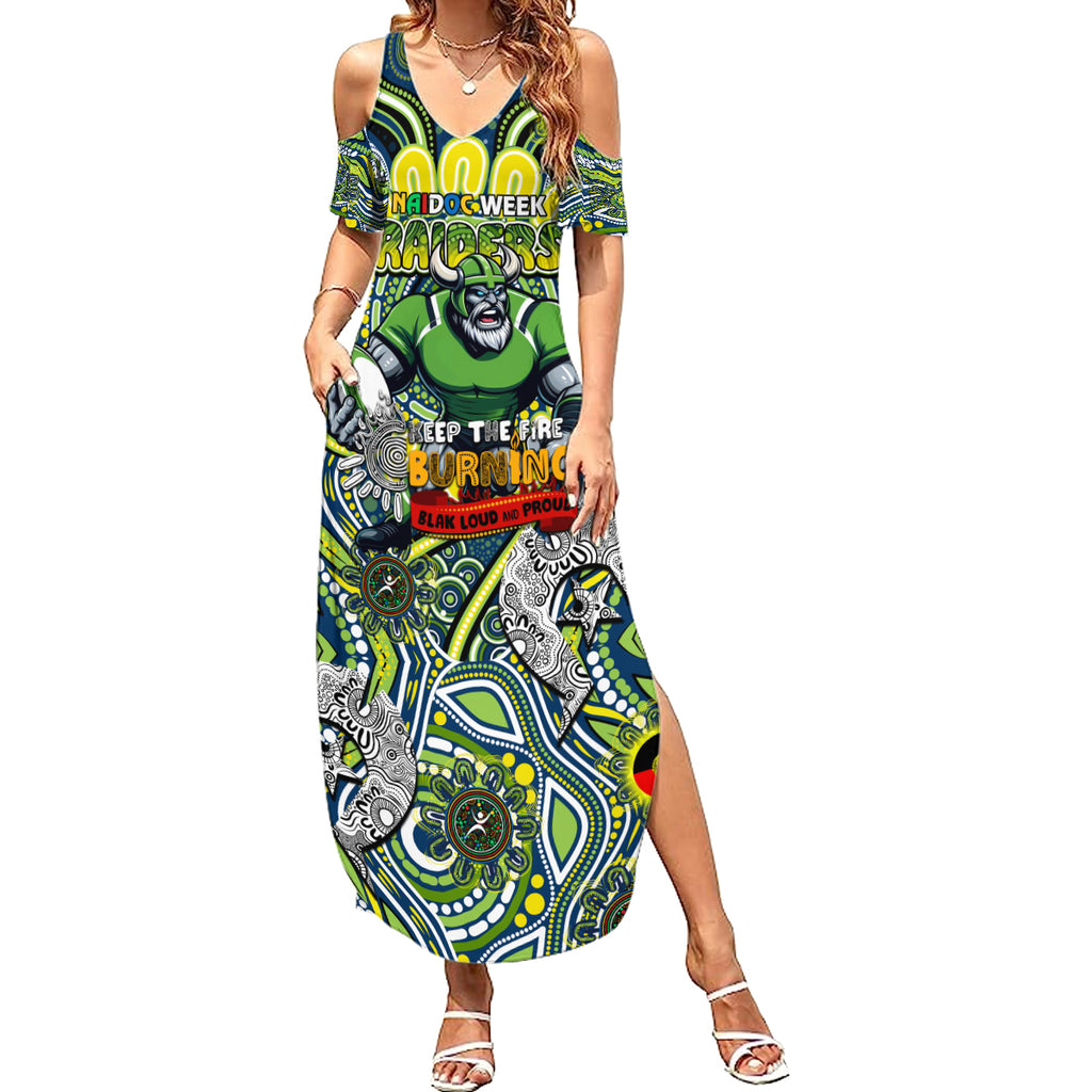 Custom NAIDOC Week 2024 Raiders Summer Maxi Dress Mascot Rugby DT02
