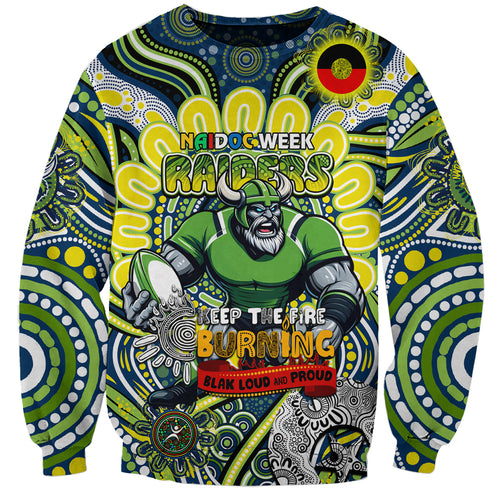 Custom NAIDOC Week 2024 Raiders Sweatshirt Mascot Rugby DT02