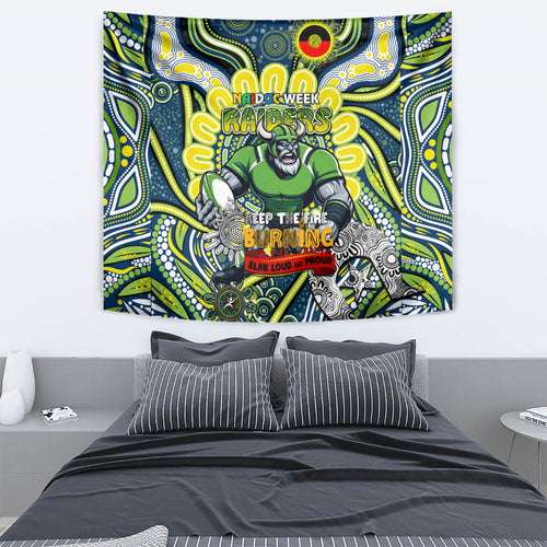 Custom NAIDOC Week 2024 Raiders Tapestry Mascot Rugby DT02