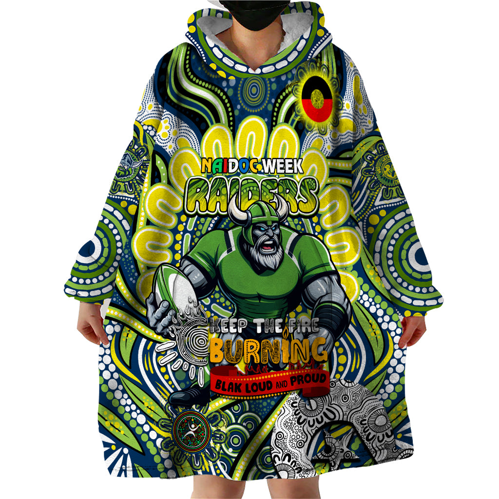 Custom NAIDOC Week 2024 Raiders Wearable Blanket Hoodie Mascot Rugby DT02