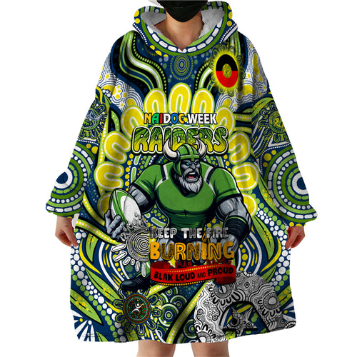 Custom NAIDOC Week 2024 Raiders Wearable Blanket Hoodie Mascot Rugby DT02