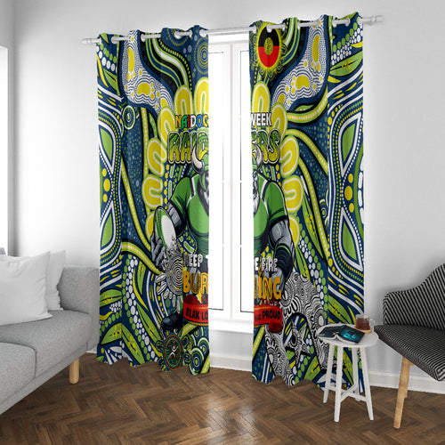 Custom NAIDOC Week 2024 Raiders Window Curtain Mascot Rugby DT02