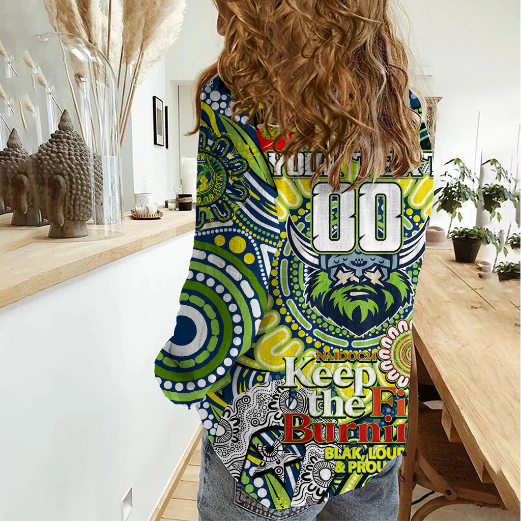 Custom NAIDOC Week 2024 Raiders Women Casual Shirt Mascot Rugby DT02