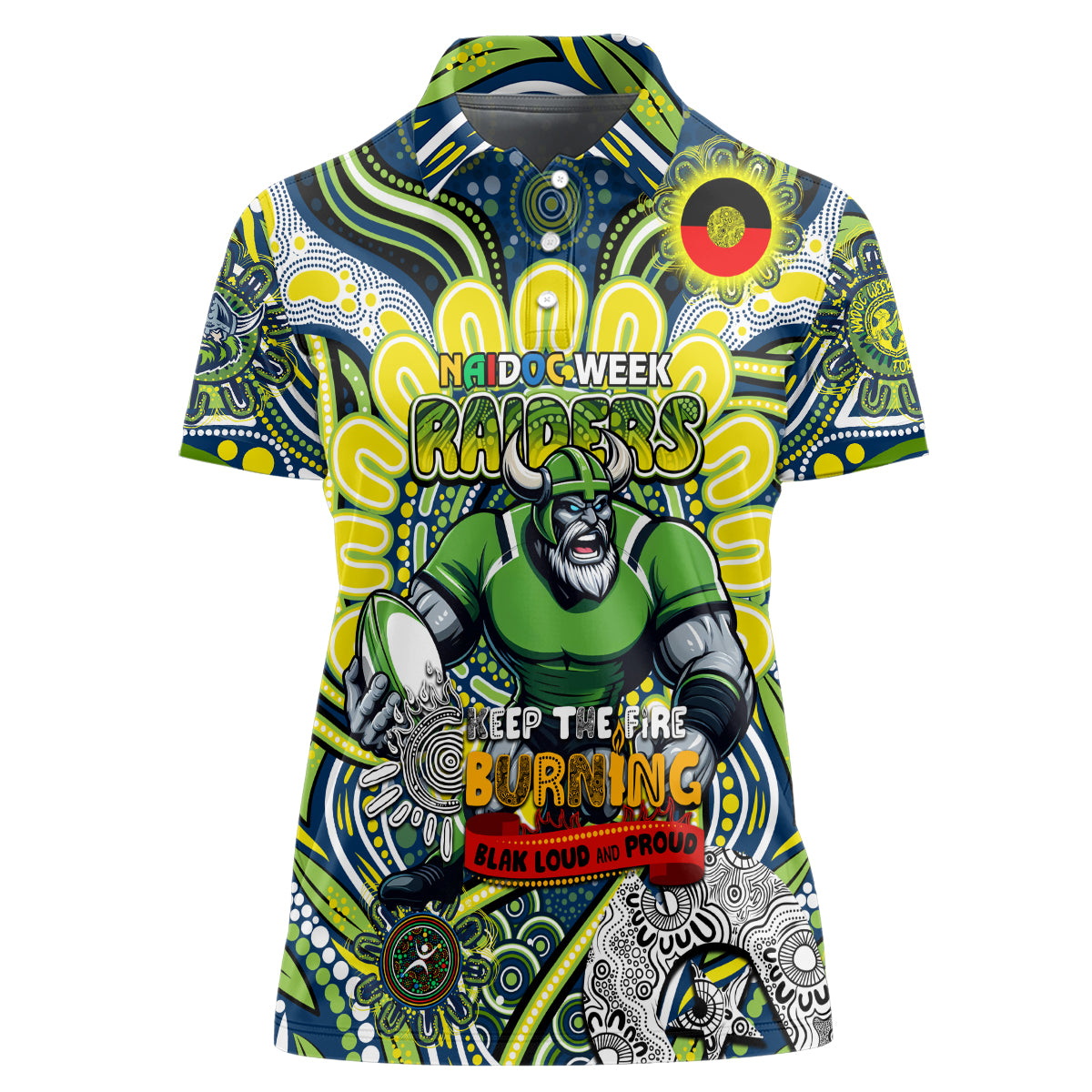 Custom NAIDOC Week 2024 Raiders Women Polo Shirt Mascot Rugby DT02