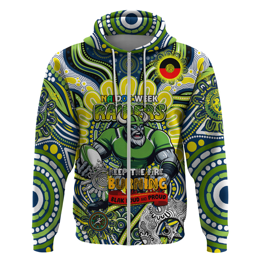 Custom NAIDOC Week 2024 Raiders Zip Hoodie Mascot Rugby DT02
