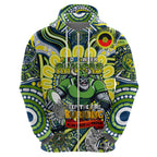 Custom NAIDOC Week 2024 Raiders Zip Hoodie Mascot Rugby DT02