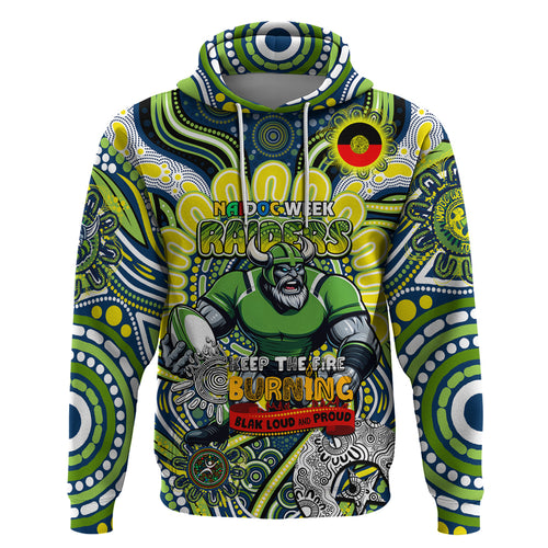 Custom NAIDOC Week 2024 Raiders Zip Hoodie Mascot Rugby DT02