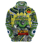 Custom NAIDOC Week 2024 Raiders Zip Hoodie Mascot Rugby DT02