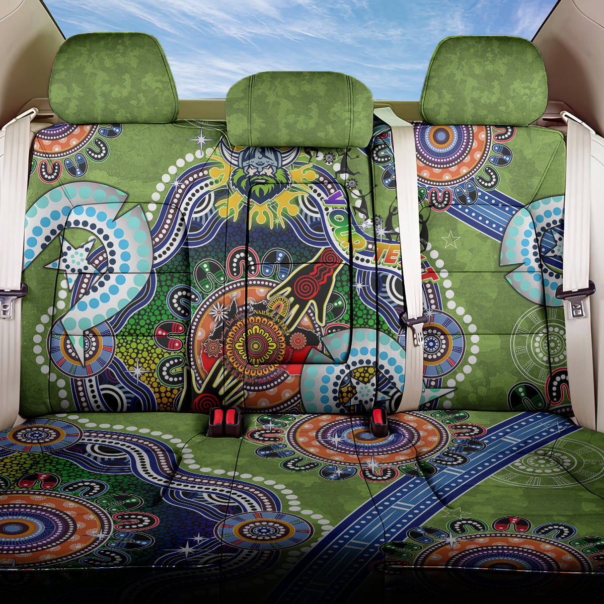 Personalised Raiders NAIDOC Week 2024 Back Car Seat Cover Australia Aboriginal Dot Painting