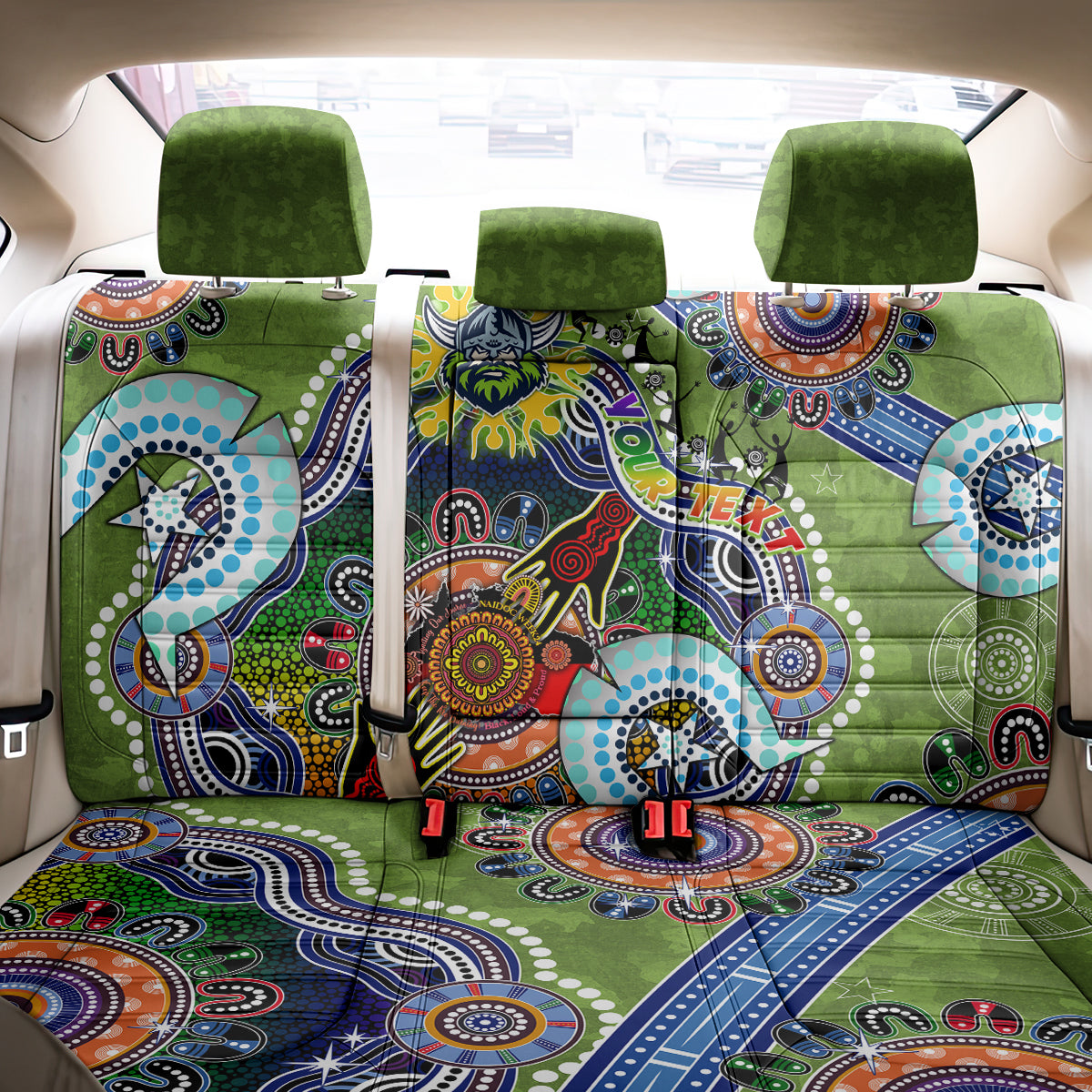 Personalised Raiders NAIDOC Week 2024 Back Car Seat Cover Australia Aboriginal Dot Painting