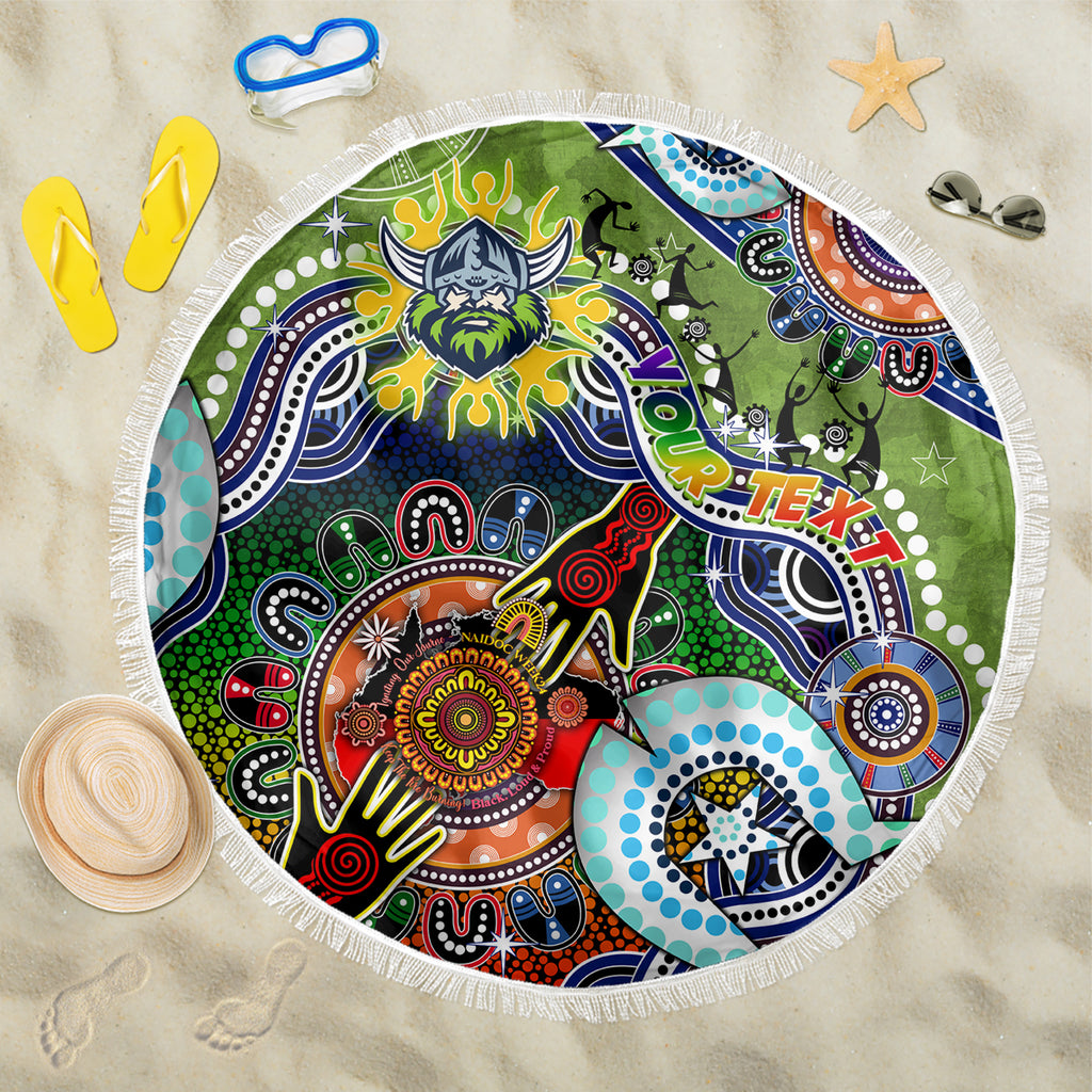 Personalised Raiders NAIDOC Week 2024 Beach Blanket Australia Aboriginal Dot Painting