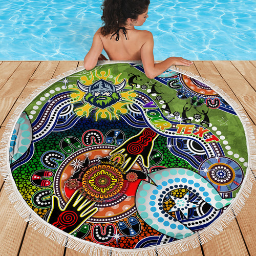 Personalised Raiders NAIDOC Week 2024 Beach Blanket Australia Aboriginal Dot Painting