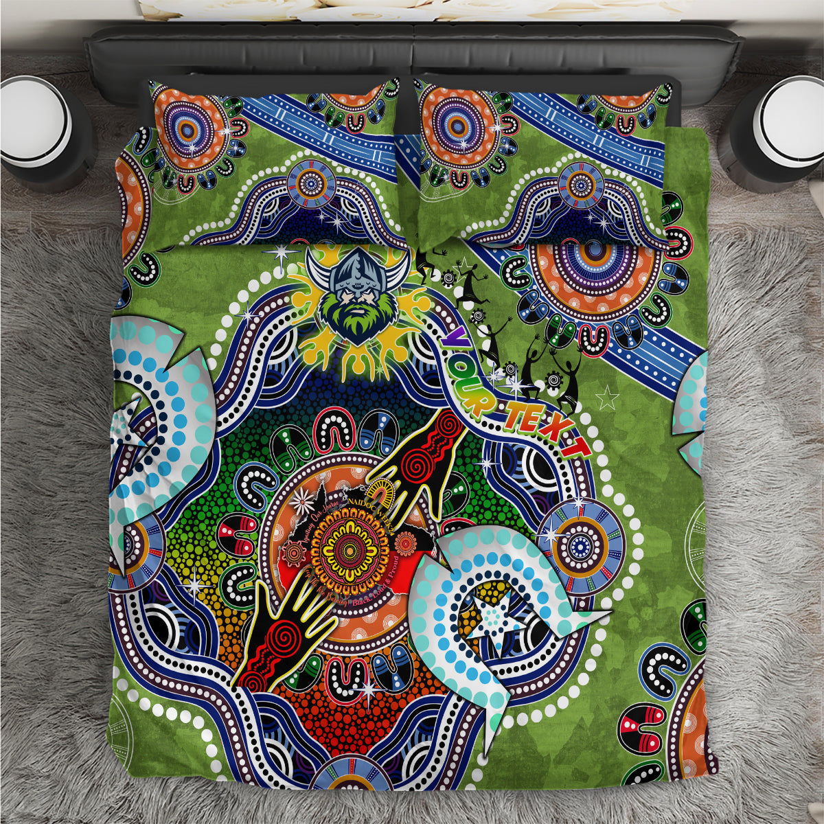 Personalised Raiders NAIDOC Week 2024 Bedding Set Australia Aboriginal Dot Painting