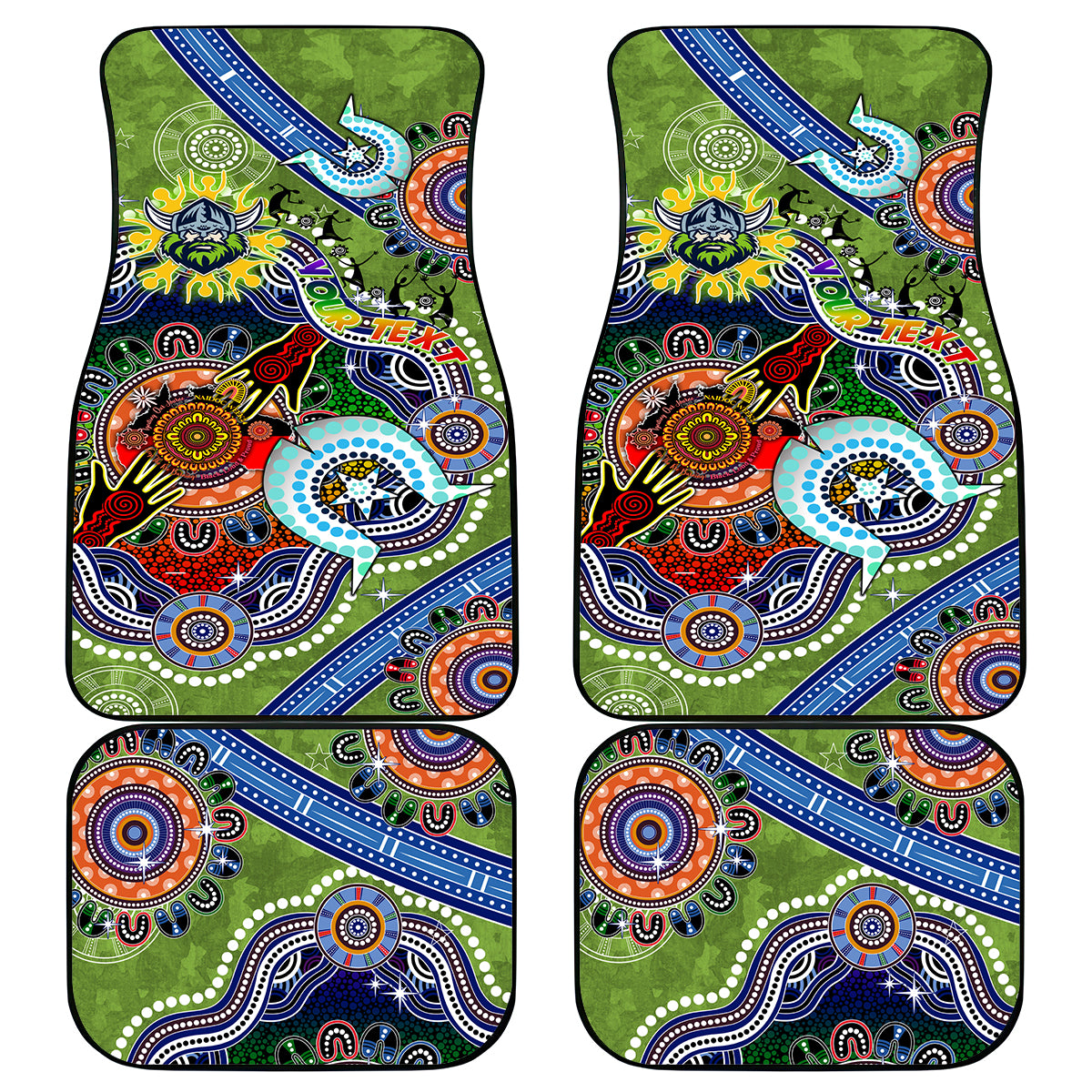 Personalised Raiders NAIDOC Week 2024 Car Mats Australia Aboriginal Dot Painting
