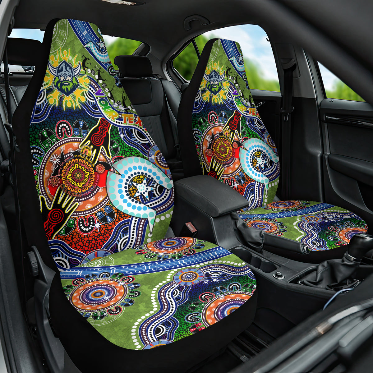 Personalised Raiders NAIDOC Week 2024 Car Seat Cover Australia Aboriginal Dot Painting