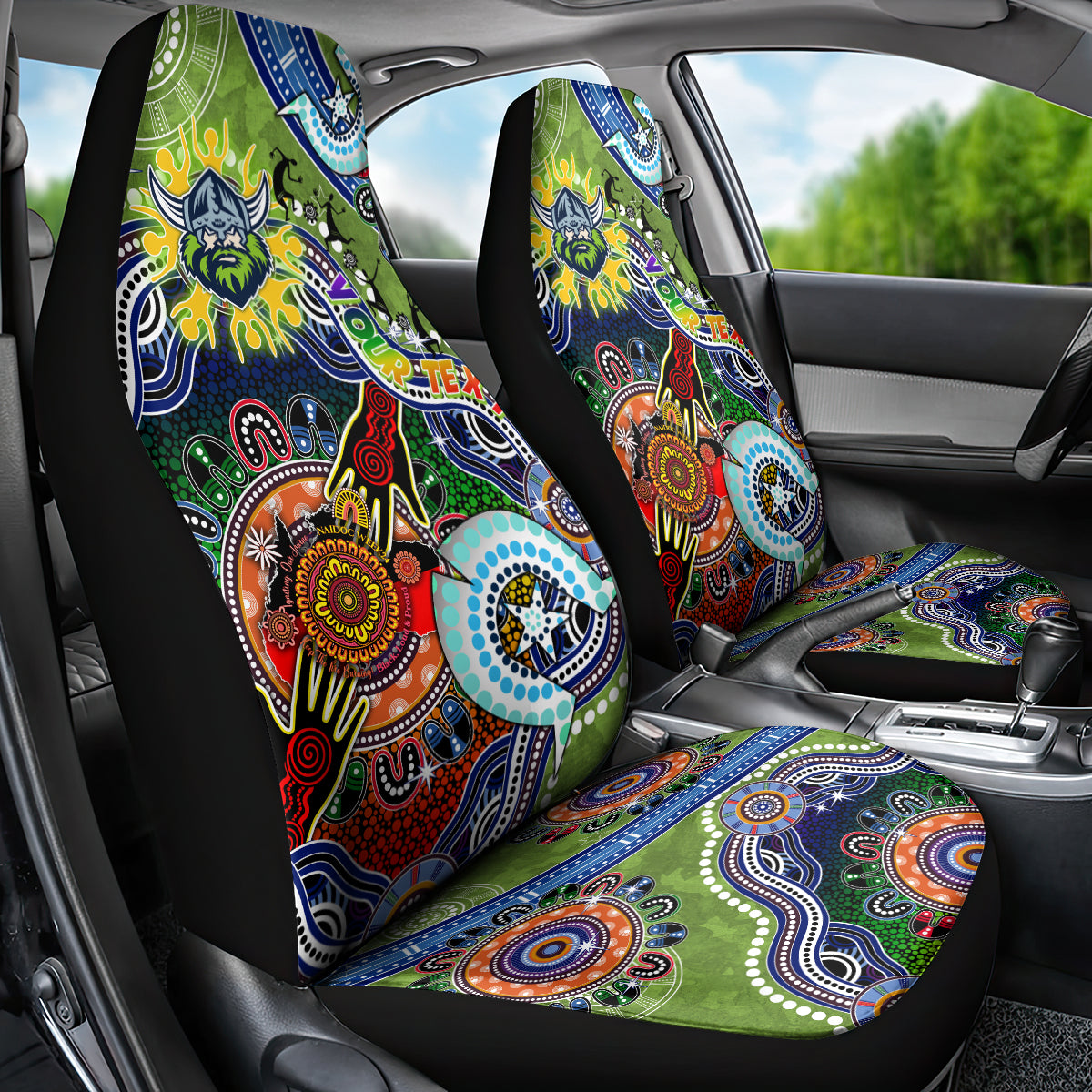 Personalised Raiders NAIDOC Week 2024 Car Seat Cover Australia Aboriginal Dot Painting