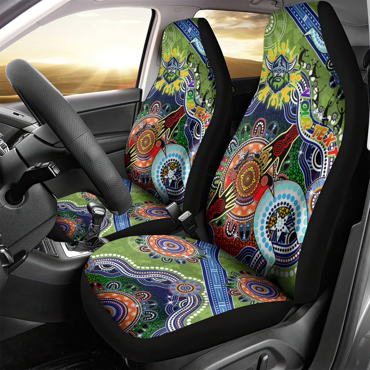 Personalised Raiders NAIDOC Week 2024 Car Seat Cover Australia Aboriginal Dot Painting