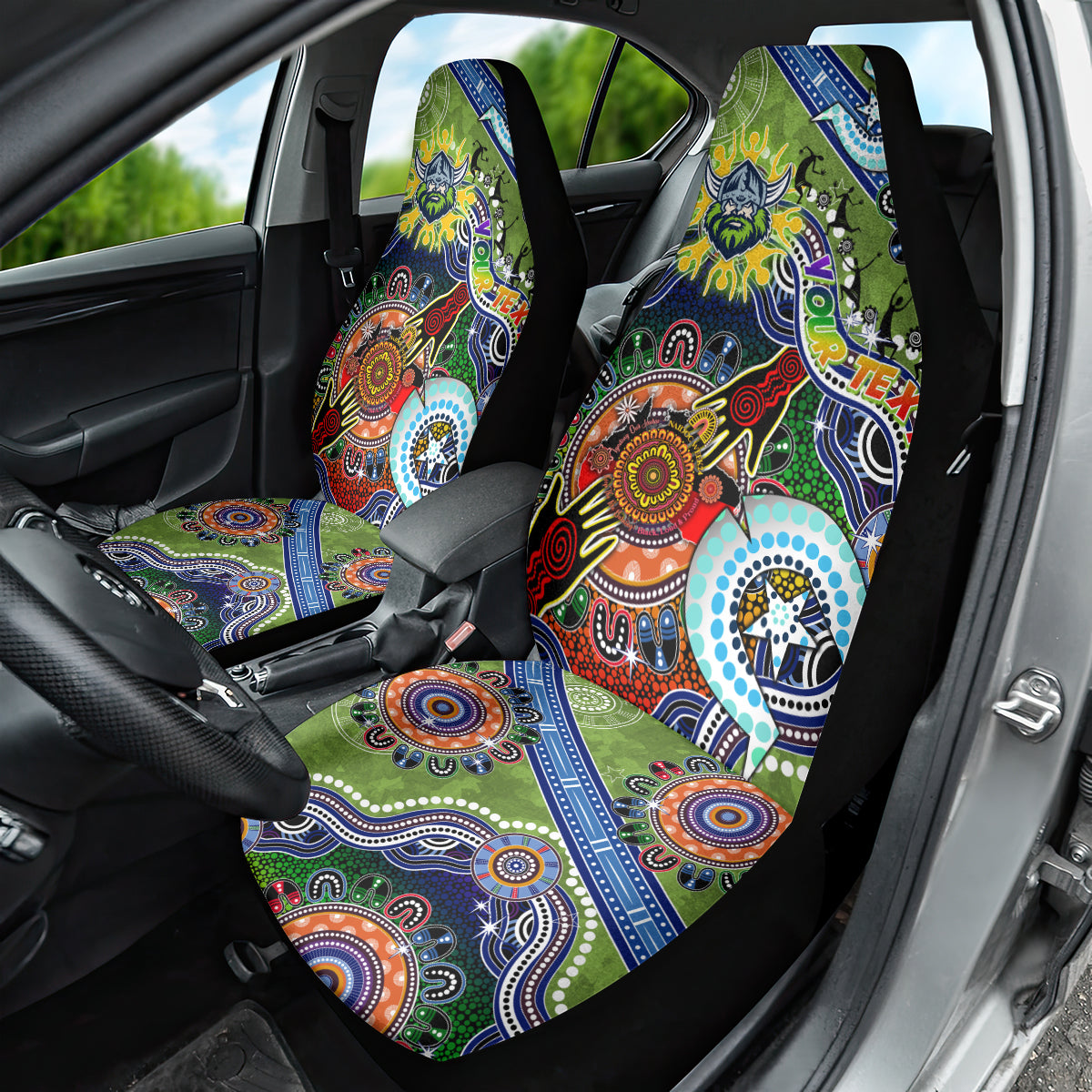 Personalised Raiders NAIDOC Week 2024 Car Seat Cover Australia Aboriginal Dot Painting