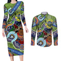 Personalised Raiders NAIDOC Week 2024 Couples Matching Long Sleeve Bodycon Dress and Long Sleeve Button Shirt Australia Aboriginal Dot Painting