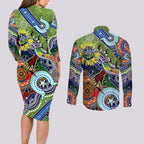 Personalised Raiders NAIDOC Week 2024 Couples Matching Long Sleeve Bodycon Dress and Long Sleeve Button Shirt Australia Aboriginal Dot Painting