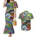 Personalised Raiders NAIDOC Week 2024 Couples Matching Mermaid Dress and Hawaiian Shirt Australia Aboriginal Dot Painting