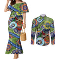 Personalised Raiders NAIDOC Week 2024 Couples Matching Mermaid Dress and Long Sleeve Button Shirt Australia Aboriginal Dot Painting