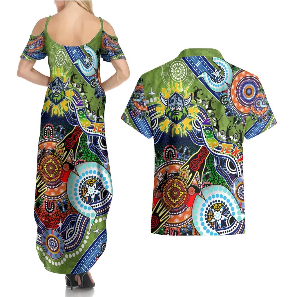 Personalised Raiders NAIDOC Week 2024 Couples Matching Summer Maxi Dress and Hawaiian Shirt Australia Aboriginal Dot Painting